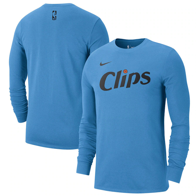 Men's Los Angeles Clippers Blue 2024/25 City Edition Essential Logo Long Sleeve T-Shirt